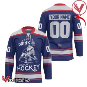 Personalized Born To Drink Pabst Blue Ribbon and Play Hockey Jersey - Vesles2014S
