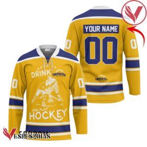 Personalized Born To Drink Twisted Tea and Play Hockey Jersey - Vesles2014S