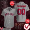 Personalized Boston Red Sox Light Gray Hawaiian Shirt And Short, Unique Gifts For Friends - Vesles2014S 1