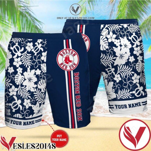 Personalized Boston Red Sox Navy Hawaiian Shirt And Short, Unique Gifts For Friends - Vesles2014S 1