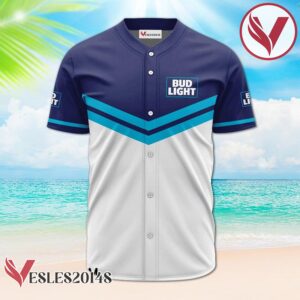 Personalized Bud Light Blue And White Baseball Jersey, Perfect Gifts For Fans - Vesles2014S 2