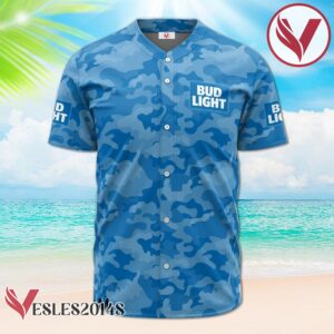 Personalized Bud Light Blue Camouflage Baseball Jersey, Perfect Gifts For Fans - Vesles2014S 2