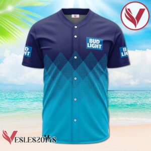 Personalized Bud Light Blue Halftone Baseball Jersey, Perfect Gifts For Fans - Vesles2014S 2