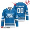 Personalized Bud Light Blue Retro Hockey Jersey - Vesles2014S