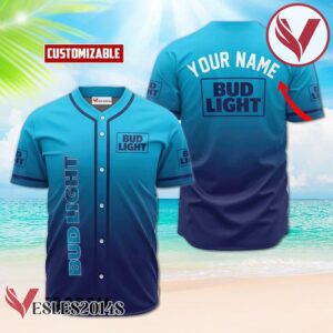 Personalized Bud Light Gradient Baseball Jersey, Perfect Gifts For Fans - Vesles2014S