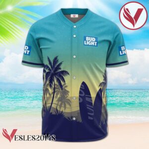 Personalized Bud Light Palm Tree Surfboard Baseball Jersey, Perfect Gifts For Fans - Vesles2014S 2