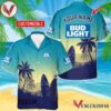 Personalized Bud Light Palm Tree Surfboard Hawaiian Shirt, Best Summer Gifts For Fans - Vesles2014S