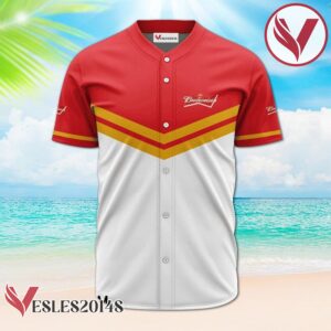 Personalized Budweiser Beer Red And White Baseball Jersey, Perfect Gifts For Fans - Vesles2014S 2