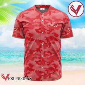 Personalized Budweiser Beer Red Camouflage Baseball Jersey, Perfect Gifts For Fans - Vesles2014S 2