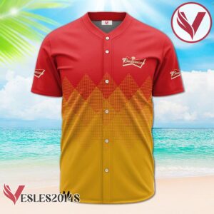 Personalized Budweiser Beer Yellow And Red Halftone Baseball Jersey, Perfect Gifts For Fans - Vesles2014S 2