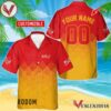 Personalized Budweiser Beer Yellow And Red Halftone Hawaiian Shirt, Best Summer Gifts For Fans - Vesles2014S