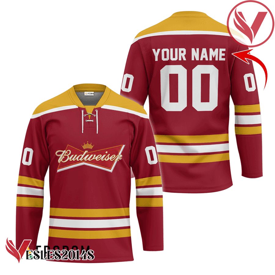 Personalized Budweiser Red Hockey Jersey - Vesles2014S