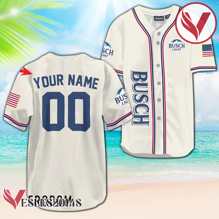 Personalized Busch Light Basic American Flag Baseball Jersey, Perfect Gifts For Fans - Vesles2014S