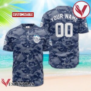 Personalized Busch Light Blue Camouflage Baseball Jersey, Perfect Gifts For Fans - Vesles2014S