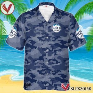 Personalized Busch Light Blue Camouflage Hawaiian Shirt, Best Summer Gifts For Fans - Vesles2014S 1