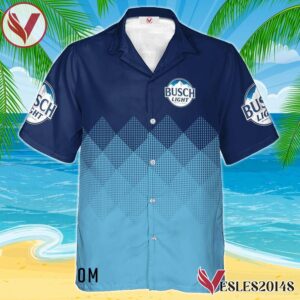 Personalized Busch Light Blue Halftone Hawaiian Shirt, Best Summer Gifts For Fans - Vesles2014S 1