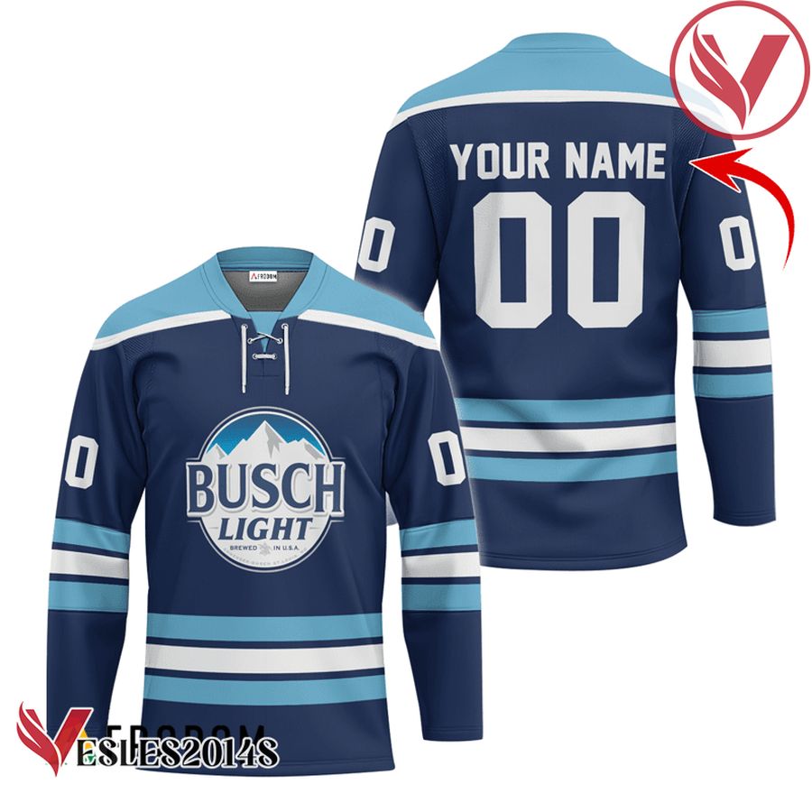 Personalized Busch Light Blue Hockey Jersey - Vesles2014S