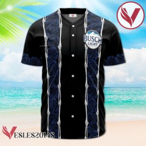Personalized Busch Light Blue Skeleton Rose Baseball Jersey, Perfect Gifts For Fans - Vesles2014S 2