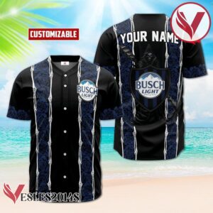 Personalized Busch Light Blue Skeleton Rose Baseball Jersey, Perfect Gifts For Fans - Vesles2014S