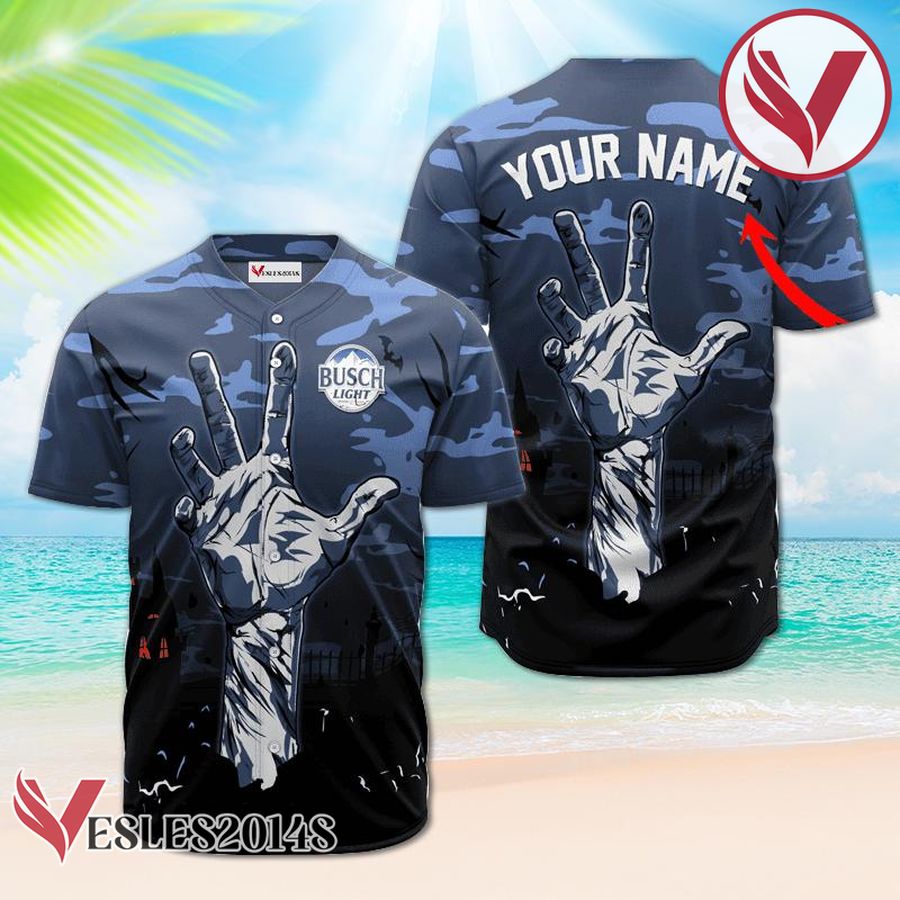 Personalized Busch Light Halloween Zombie's Hand Baseball Jersey, Perfect Gifts For Fans - Vesles2014S