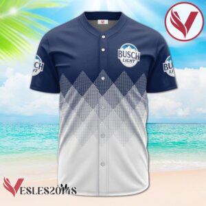 Personalized Busch Light White And Blue Halftone Baseball Jersey, Perfect Gifts For Fans - Vesles2014S 2