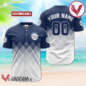 Personalized Busch Light White And Blue Halftone Baseball Jersey, Perfect Gifts For Fans - Vesles2014S