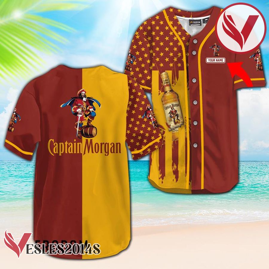 Personalized Captain Morgan American Flag Baseball Jersey, Perfect Gifts For Fans - Vesles2014S