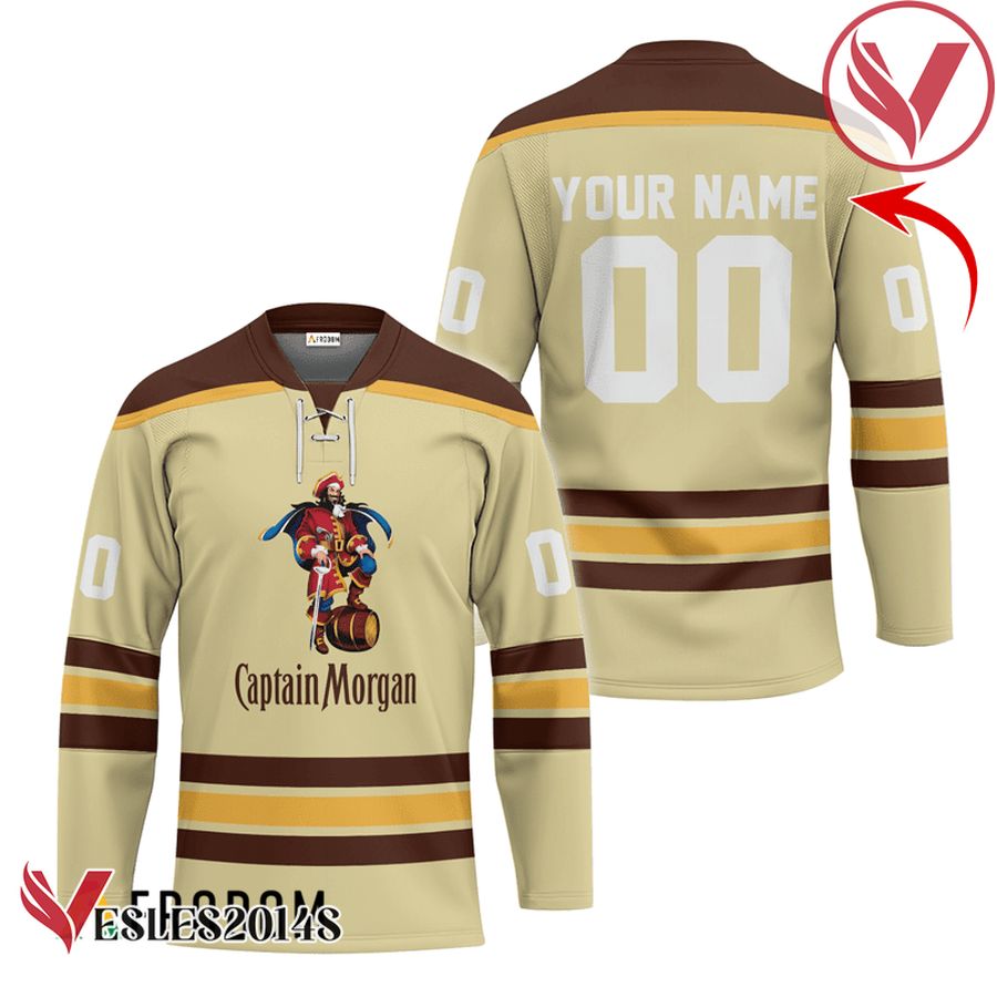 Personalized Captain Morgan Beige Hockey Jersey - Vesles2014S