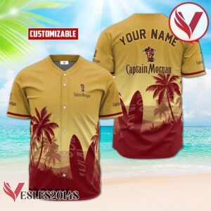Personalized Captain Morgan Palm Tree Surfboard Baseball Jersey, Perfect Gifts For Fans - Vesles2014S