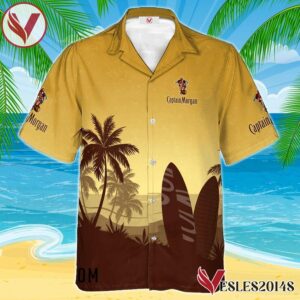 Personalized Captain Morgan Palm Tree Surfboard Hawaiian Shirt, Best Summer Gifts For Fans - Vesles2014S 1