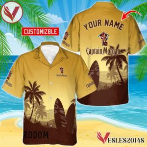 Personalized Captain Morgan Palm Tree Surfboard Hawaiian Shirt, Best Summer Gifts For Fans - Vesles2014S