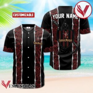 Personalized Captain Morgan Red Skeleton Rose Baseball Jersey, Perfect Gifts For Fans - Vesles2014S