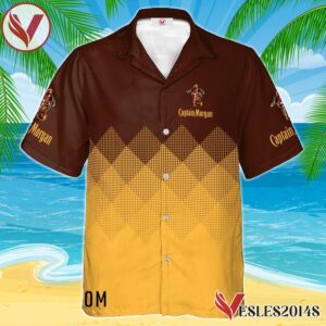 Personalized Captain Morgan Yellow And Brown Halftone Hawaiian Shirt, Best Summer Gifts For Fans - Vesles2014S 1