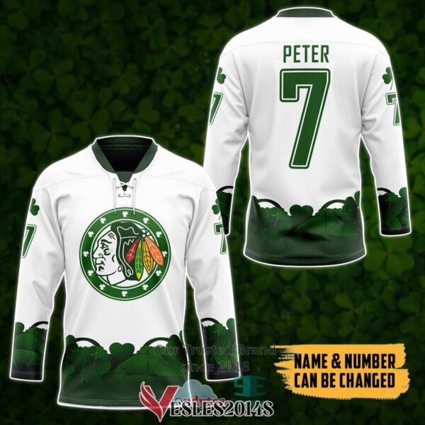 Personalized Chicago BlackHawks 2022 St Patrick Day Hockey Jersey, Trending Gifts For Fans - Vesles2014s 3