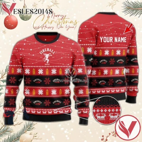 Personalized Christmas Twinkle Lights Fireball Christmas Sweater, Unique Winter Outfits For Fans - Vesles2014S  1