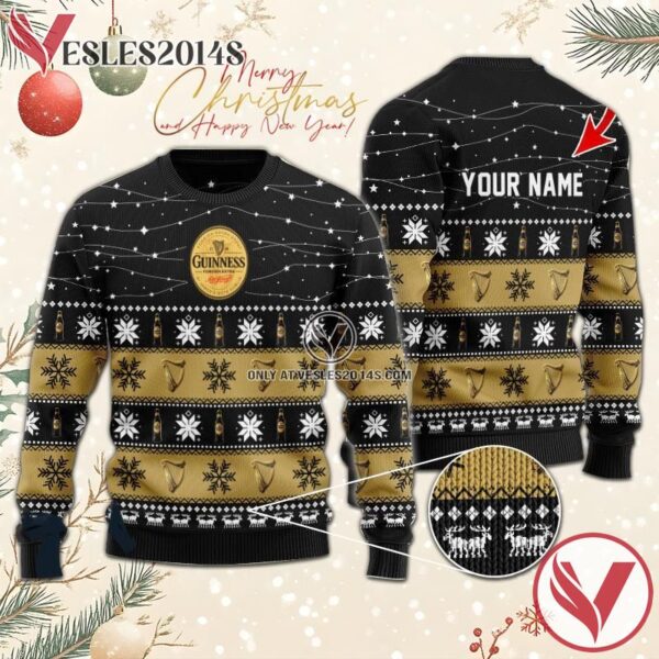 Personalized Christmas Twinkle Lights Guinness Christmas Sweater, Unique Winter Outfits For Fans - Vesles2014S  1