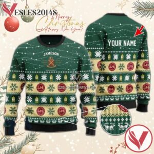 Personalized Christmas Twinkle Lights Jameson Irish Christmas Sweater, Unique Winter Outfits For Fans - Vesles2014S  1