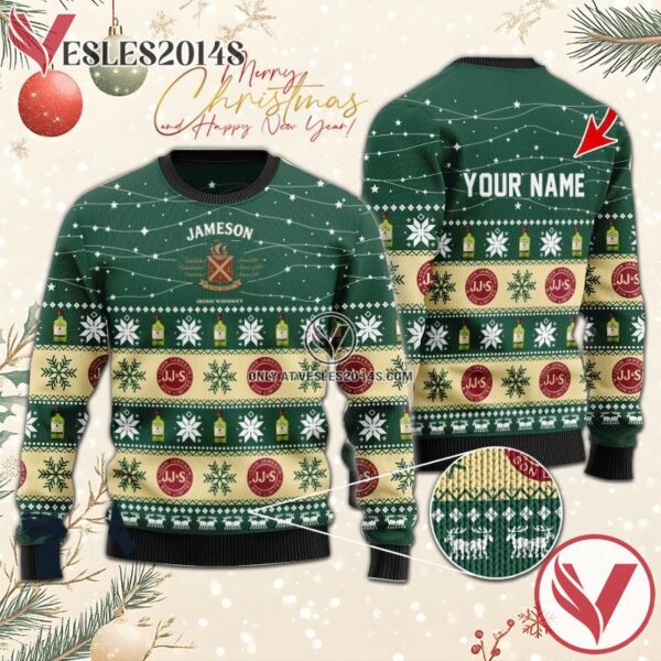 Personalized Christmas Twinkle Lights Jameson Irish Christmas Sweater, Unique Winter Outfits For Fans - Vesles2014S  1
