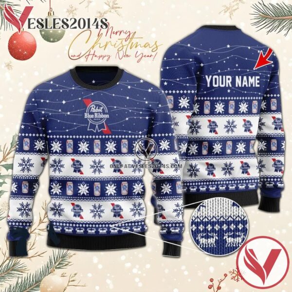 Personalized Christmas Twinkle Lights PBR Beer Christmas Sweater, Unique Winter Outfits For Fans - Vesles2014S  1