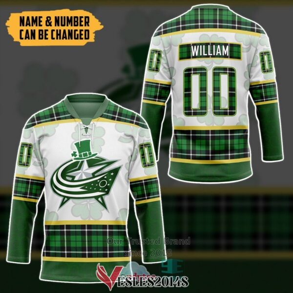 Personalized Columbus Blue Jackets St Patrick Day Hockey Jersey, Trending Gifts For Fans - Vesles2014s 2