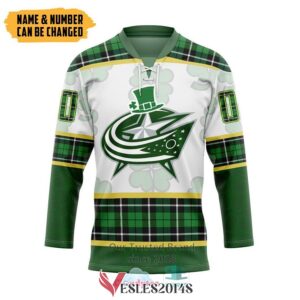 Personalized Columbus Blue Jackets St Patrick Day Hockey Jersey, Trending Gifts For Fans - Vesles2014s