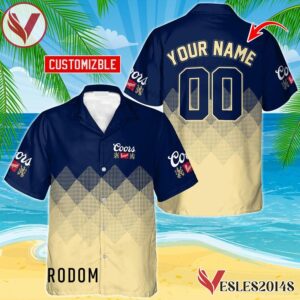Personalized Coors Banquet Beige And Blue Halftone Hawaiian Shirt, Best Summer Gifts For Fans - Vesles2014S