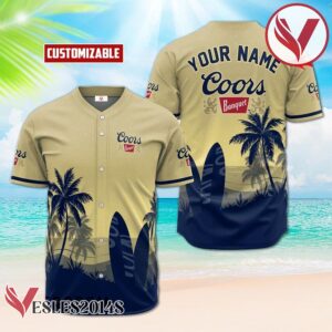 Personalized Coors Banquet Palm Tree Surfboard Baseball Jersey, Perfect Gifts For Fans - Vesles2014S