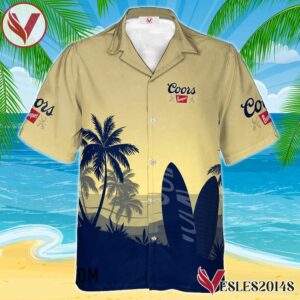 Personalized Coors Banquet Palm Tree Surfboard Hawaiian Shirt, Best Summer Gifts For Fans - Vesles2014S 1