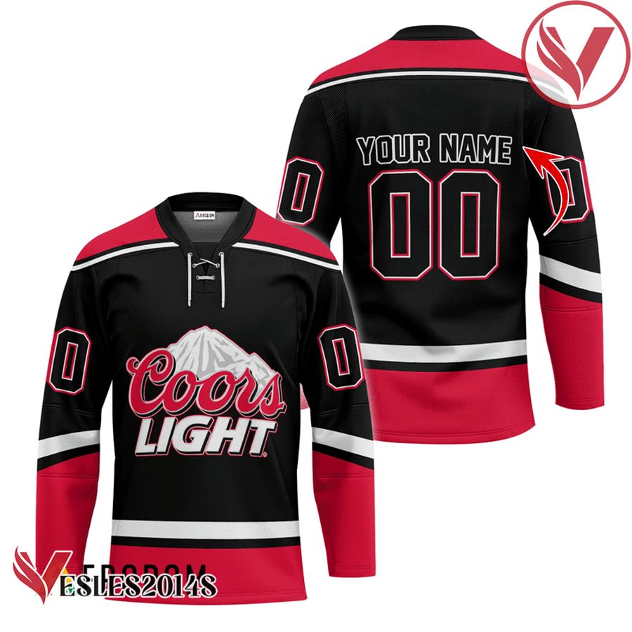 Personalized Coors Light Black And Red Hockey Jersey - Vesles2014S