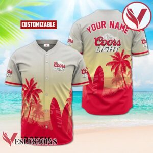 Personalized Coors Light Palm Tree Surfboard Baseball Jersey, Perfect Gifts For Fans - Vesles2014S