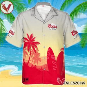 Personalized Coors Light Palm Tree Surfboard Hawaiian Shirt, Best Summer Gifts For Fans - Vesles2014S 1