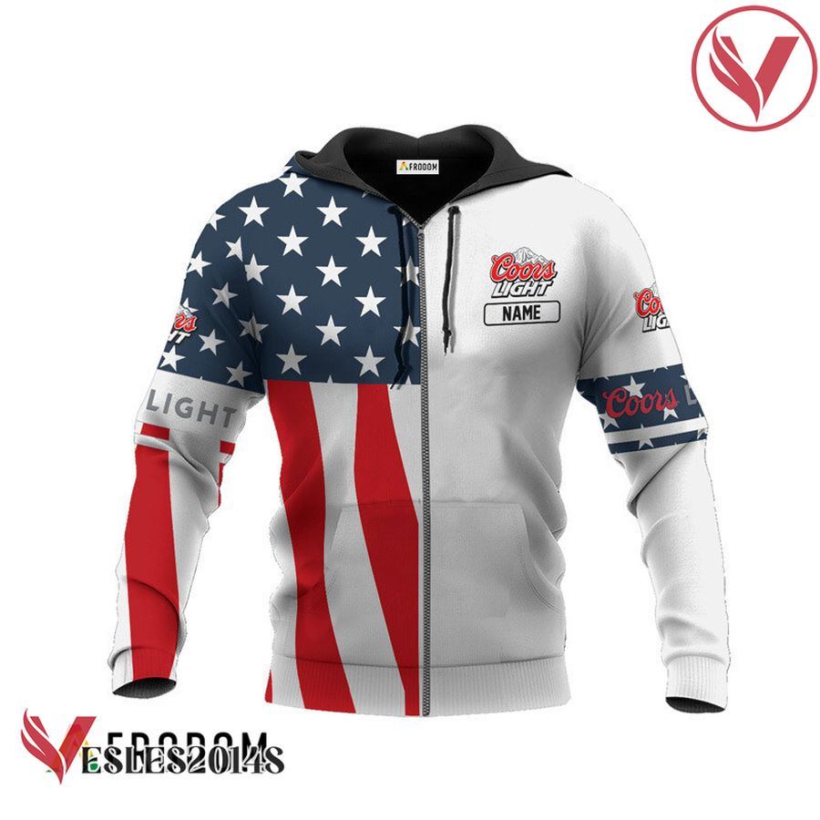 Personalized Coors Light USA Flag Hoodie & Zip Hoodie - Vesles2014S 1