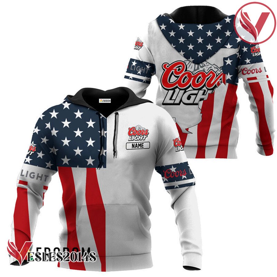 Personalized Coors Light USA Flag Hoodie & Zip Hoodie - Vesles2014S