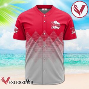 Personalized Coors Light White And Red Halftone Baseball Jersey, Perfect Gifts For Fans - Vesles2014S 2